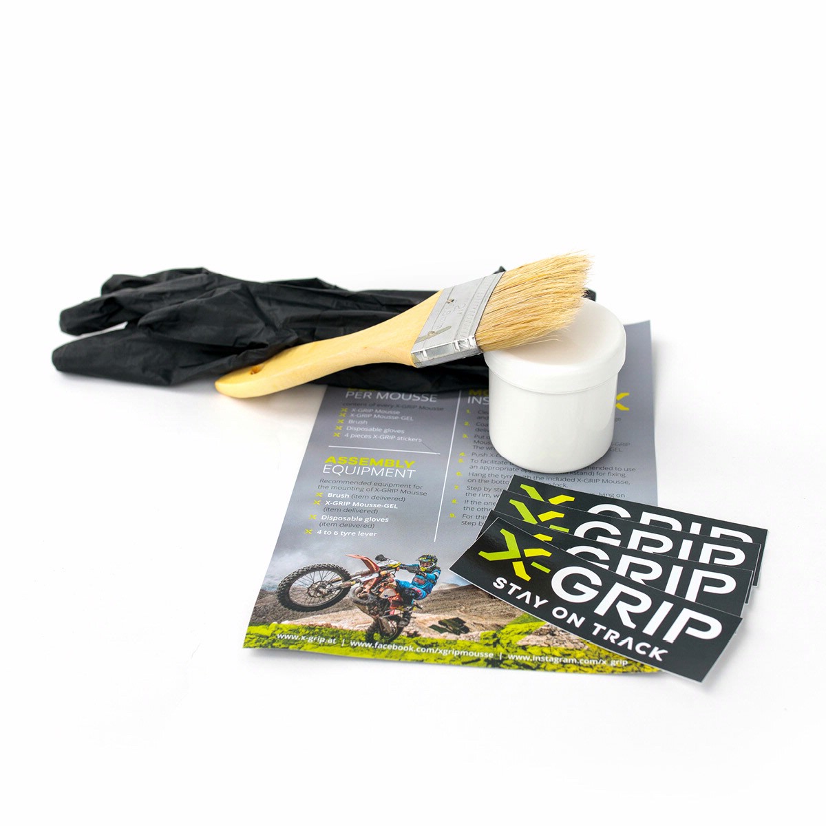 X-GRIP Mousse-GEL kit 50ml Gel, Pinsel, Handschuhe X-GRIP Mousse-GEL kit 50ml Gel, Pinsel, Handschuhe